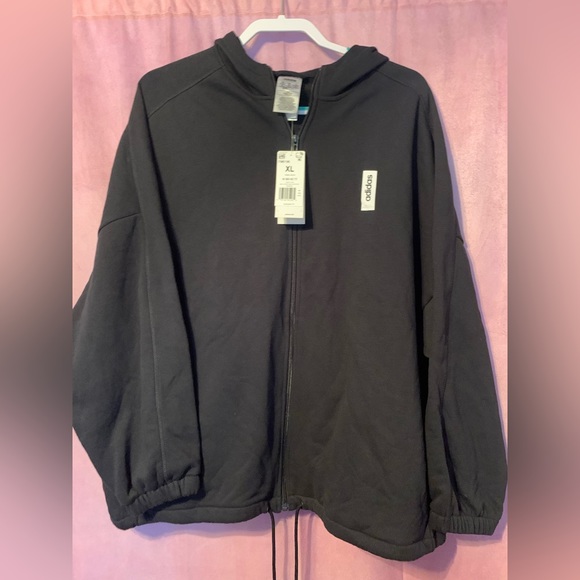 Adidas Brilliant Basics Track Jacket oversized black jacket size women’s XL - Picture 4 of 9